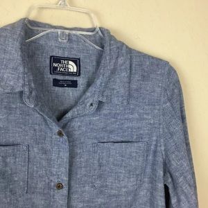 The North Face Tops - The North Face Chambray Blue Denim Button Up The North Face Tops - The North Face Chambray Blue Denim Button Up